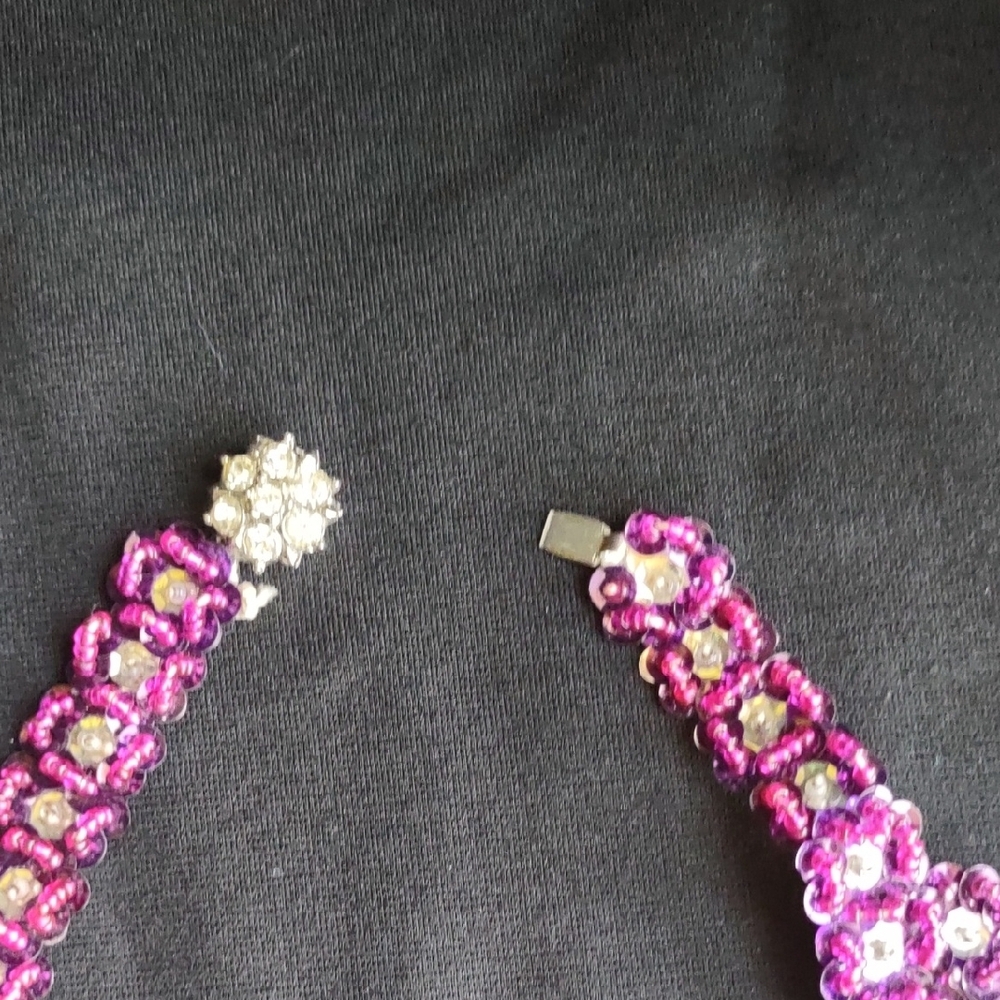 Elegant Handmade Purple Beaded Necklace - Picture 7 of 7